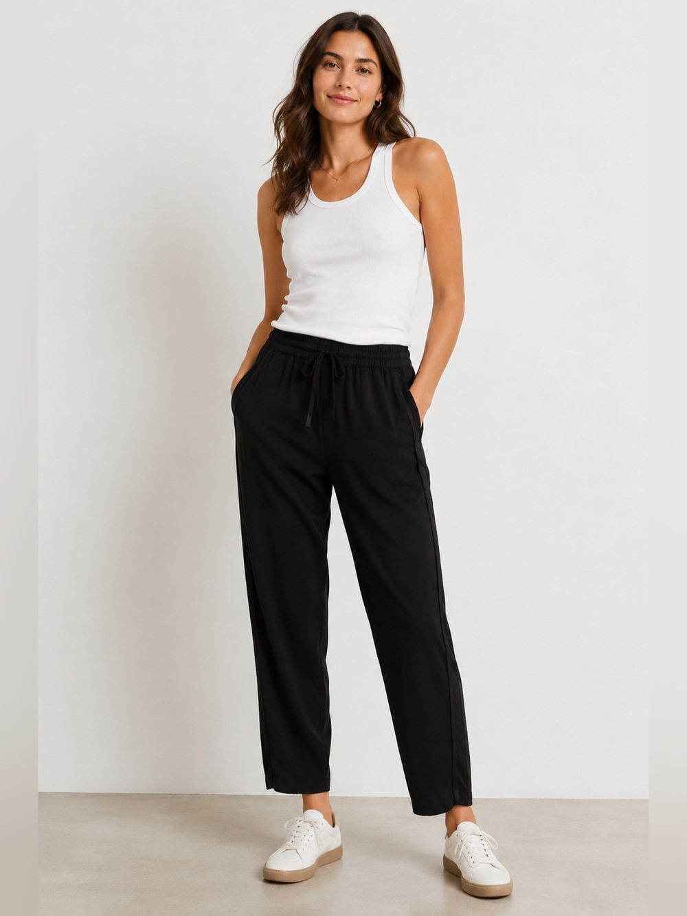 Madewell Black Drawstring Tapered Jogger Pants Pull-On Casual Office Travel Sz M